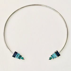 Silver Necklace With Blue Crystal